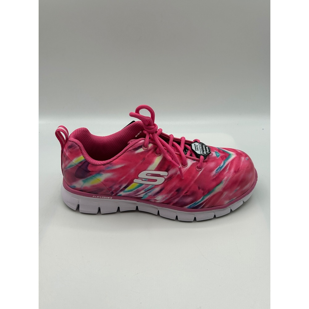 Skechers Work Sure Track Women's 7.5 M,Hot Pink Tie Dye,CompToe,EH,Slip Resist.